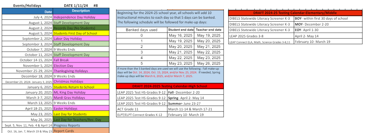 District School Academic Calendar Key for Elysian Fields Middle School