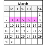 District School Academic Calendar for Elysian Fields Middle School for March 2025