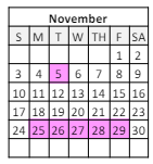 District School Academic Calendar for Southdown Elementary School for November 2024