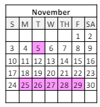 District School Academic Calendar for Elysian Fields Middle School for November 2024