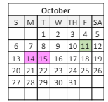 District School Academic Calendar for Elysian Fields Middle School for October 2024