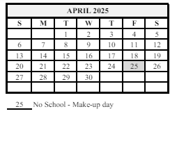 District School Academic Calendar for Wainwright Middle School for April 2025