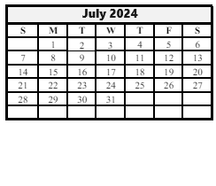 District School Academic Calendar for Wainwright Middle School for July 2024