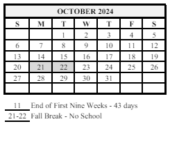 District School Academic Calendar for Wainwright Middle School for October 2024
