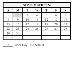 District School Academic Calendar for Wainwright Middle School for September 2024
