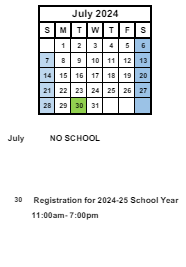 District School Academic Calendar for Mentone Elementary School for July 2024