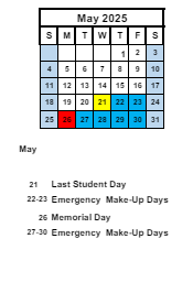 District School Academic Calendar for Mentone Elementary School for May 2025