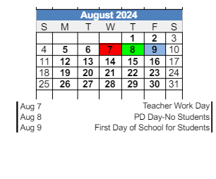 District School Academic Calendar for Tipton Middle School for August 2024