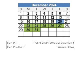 District School Academic Calendar for Tipton Middle School for December 2024