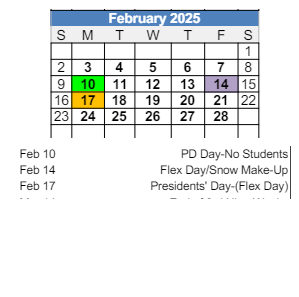 District School Academic Calendar for Tipton Middle School for February 2025