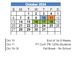 District School Academic Calendar for Tipton Middle School for October 2024
