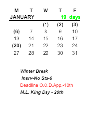 District School Academic Calendar for Deveaux Junior High School for January 2025