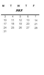 District School Academic Calendar for Leverette Junior High School for July 2024