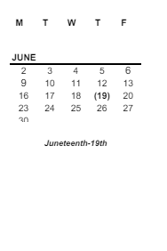 District School Academic Calendar for Old West End Academy Elementary School for June 2025