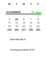 District School Academic Calendar for Beverly Elementary School for November 2024
