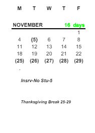 District School Academic Calendar for Old West End Academy Elementary School for November 2024