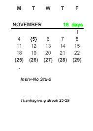 District School Academic Calendar for Deveaux Junior High School for November 2024