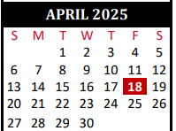 District School Academic Calendar for Tomball J J A E P Campus for April 2025