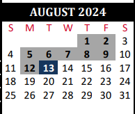 District School Academic Calendar for Beckendorf Intermediate for August 2024