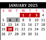 District School Academic Calendar for Beckendorf Intermediate for January 2025