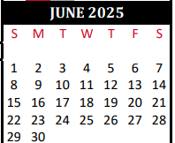 District School Academic Calendar for Tomball Elementary for June 2025