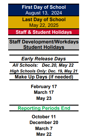 District School Academic Calendar Legend for Tomball Junior High