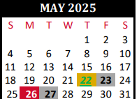 District School Academic Calendar for Beckendorf Intermediate for May 2025