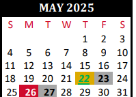 District School Academic Calendar for Lakewood Elementary for May 2025