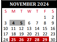 District School Academic Calendar for Tomball J J A E P Campus for November 2024