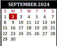 District School Academic Calendar for Tomball J J A E P Campus for September 2024