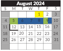 District School Academic Calendar for Marjorie French Middle School for August 2024