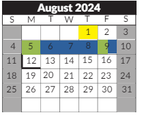 District School Academic Calendar for Hope Street Academy Charter Middle for August 2024