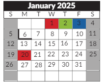 District School Academic Calendar for Williams Science And Fine Arts Magnet School for January 2025