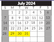 District School Academic Calendar for Lowman Hill Elem for July 2024