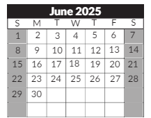 District School Academic Calendar for Sheldon Child Development for June 2025