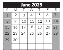 District School Academic Calendar for Lowman Hill Elem for June 2025