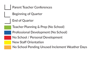 District School Academic Calendar Legend for Robinson Middle School