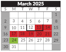 District School Academic Calendar for Williams Science And Fine Arts Magnet School for March 2025