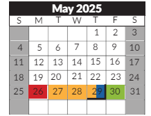 District School Academic Calendar for Mcclure Elem for May 2025