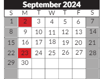 District School Academic Calendar for Marjorie French Middle School for September 2024