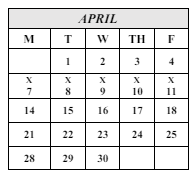 District School Academic Calendar for North High for April 2025