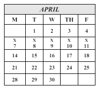 District School Academic Calendar for Yukon Elementary for April 2025