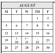 District School Academic Calendar for Anza Elementary for August 2024