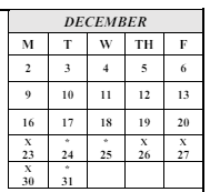 District School Academic Calendar for Jefferson Middle for December 2024