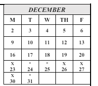 District School Academic Calendar for Hull (J. H.) Middle for December 2024