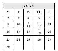 District School Academic Calendar for Jefferson Middle for June 2025