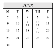 District School Academic Calendar for South High for June 2025