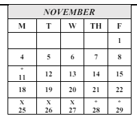 District School Academic Calendar for Carr (evelyn) Elementary for November 2024