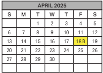 District School Academic Calendar for John E Wright Elementary School for April 2025