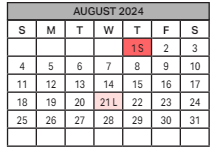 District School Academic Calendar for Borman Elementary School for August 2024